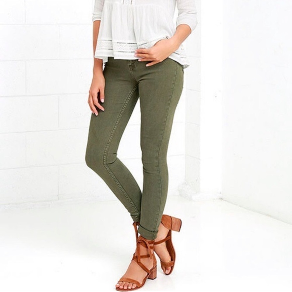 5/$25 J CREW olive green Toothpick ankle jeans